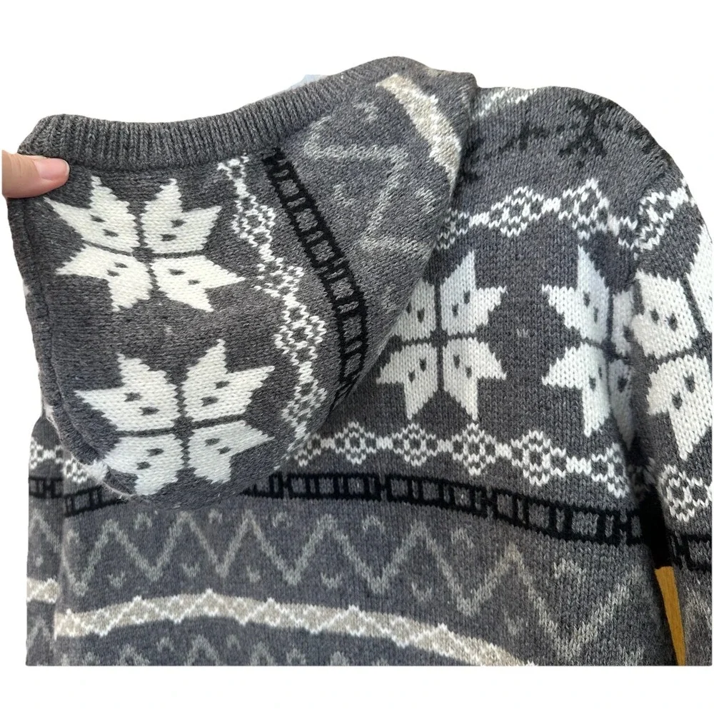 AMERICAN‎ EAGLE Softest Sweater Hoodie Men's XS Gray Nordic Snowflake Fair Isle